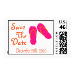 Flip-Flops Save The Date Postage (Hot Pink/Orange)