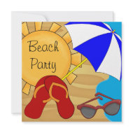 Flip Flops Sunglasses Beach Birthday Party invitation