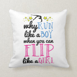 Flip Like a Girl Empowerment Gymnastics Throw Pillow