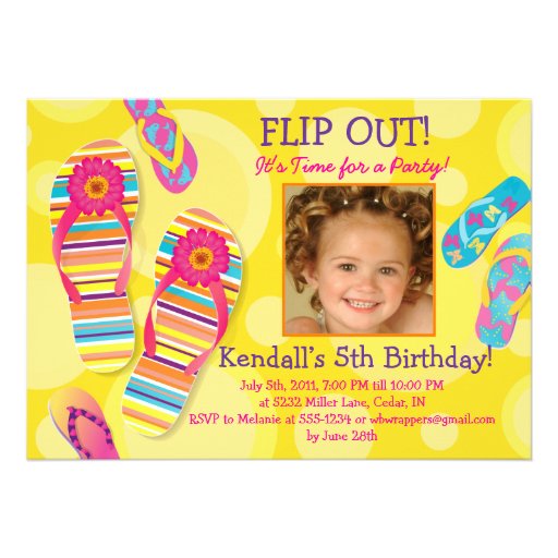 Flip Out!  Flip-flops Party Invitation (front side)