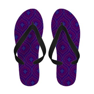 Flipflop Sandals: Deep Purple, Blue Ogee Pattern
