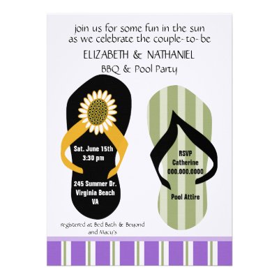 Flippin Out Couples Wedding Shower Pool Party Invitations