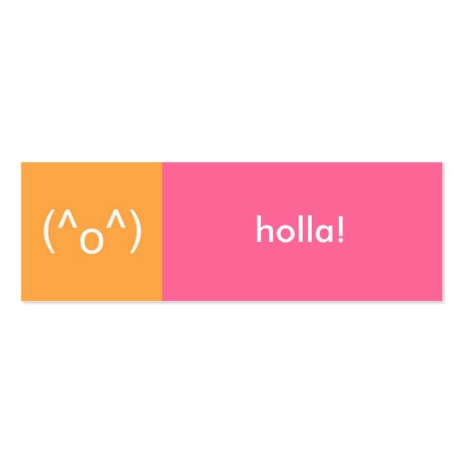 Flirt card pink orange holla emoticon text message business cards from ...