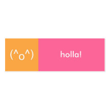 Flirt card pink orange holla emoticon text message business cards