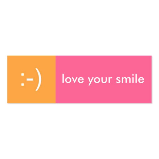 Flirt card pink orange love smile emoticon message business card template (front side)