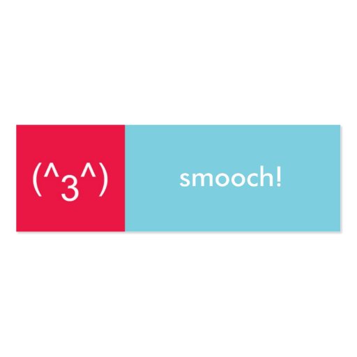 Flirt card red blue smooch emoticon text message business cards