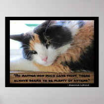 Flirty eyed calico with Abraham Lincon  quote Posters