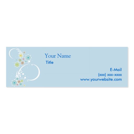 Flirty Floral Blue Calling Card Business Card (front side)