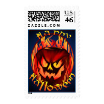 Flmaing Pumkin Oval lettered Postage