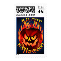 Flmaing Pumkin Oval lettered Postage