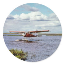 Float Plane on Lake Round Sticker