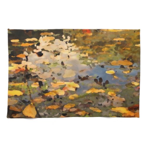 Floating Autumn Leaves Abstract Kitchen Towels