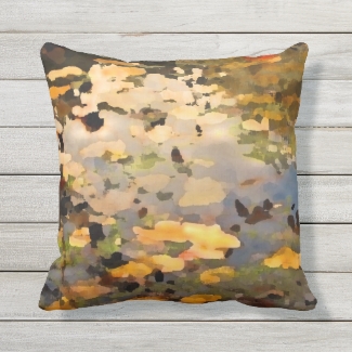 Floating Autumn Leaves Abstract Outdoor Pillow
