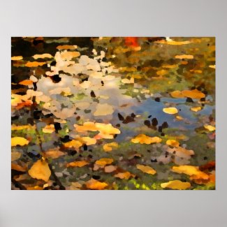 Floating Autumn Leaves Abstract Poster
