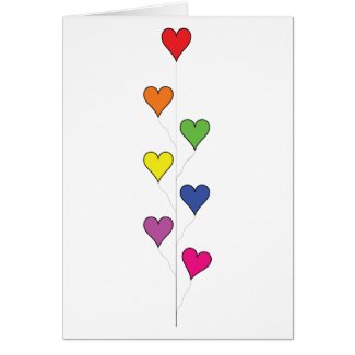 Floating Balloon Hearts on White, Tall - Blank Greeting Card