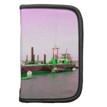 Floating Barge with crane green and purple toned Planners