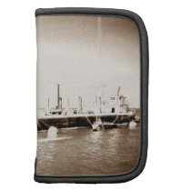 Floating Barge with crane sepia toned Organizers