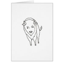 Floating Buffalo Bison Bull - fun line drawing art cards