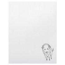 Floating Buffalo Bison Bull - fun line drawing art Custom Letterhead