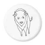 Floating Buffalo Bison Bull - fun line drawing art Refrigerator Magnets