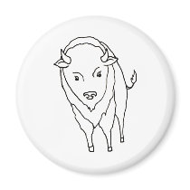 Floating Buffalo Bison Bull - fun line drawing art magnets
