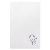 Floating Buffalo Bison Bull - fun line drawing art Custom Stationery