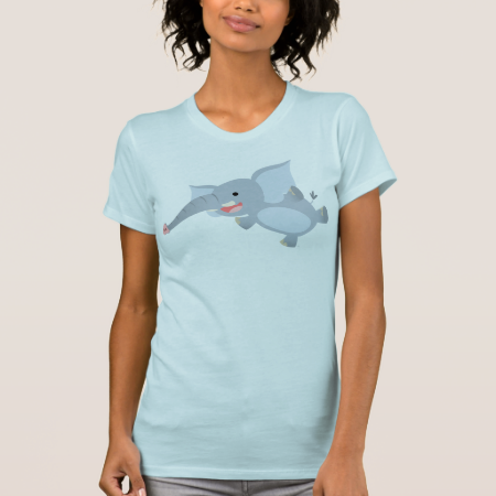 Floating Cartoon Elephant Women T-Shirt