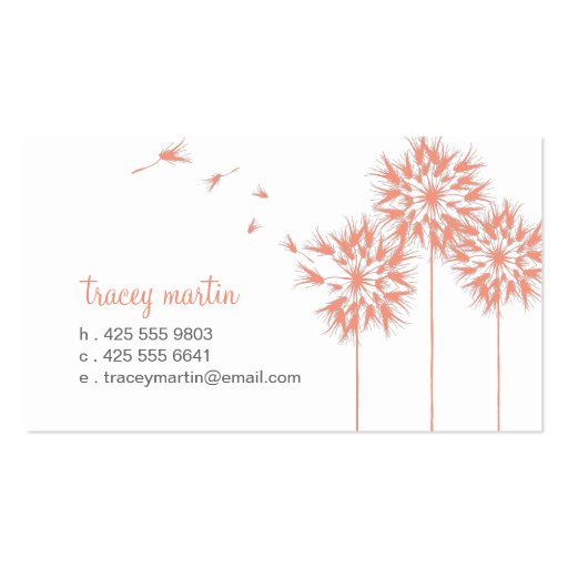 Floating Dandelion Calling Card Business Card Template