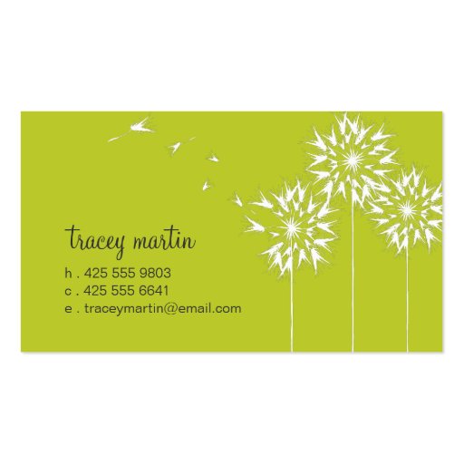 Floating Dandelion Calling Card Business Card Templates