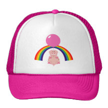 floating flying pig over the rainbow hats