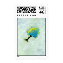 Floating flying tree fun minimalist modern art postage
