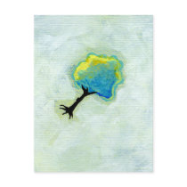 Floating flying tree fun minimalist modern art postcards