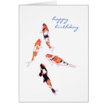 Floating Koi Birthday Card cards
