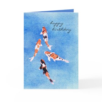 Floating Koi Blue Birthday Card card