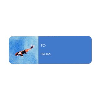 Floating Koi blue Gift Tag Label label