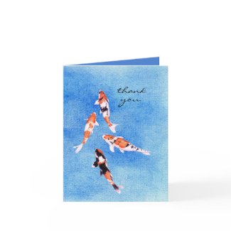 Floating Koi Blue Thank You Note Card card