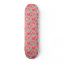 Floating Pink Hearts Pattern Skateboard
