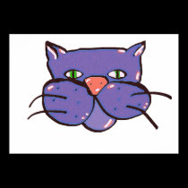 floating purple cat head posters