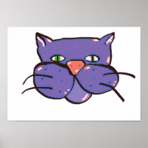 floating purple cat head poster