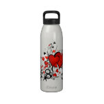 Floating Red Hearts Liberty Bottle Reusable Water Bottle