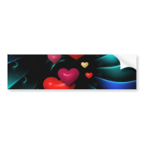 Floating Red Hearts Spiral Art Bumper Stickers