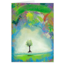 Floating tree colorful modern art In Motion Simple cards