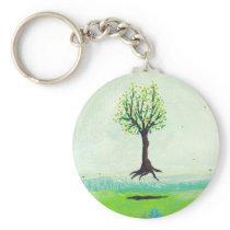 Floating tree colorful modern art In Motion Simple keychains