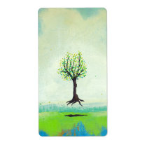 Floating tree colorful modern art In Motion Simple labels