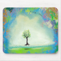 Floating tree colorful modern art In Motion Simple mousepads