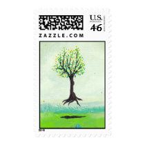 Floating tree colorful modern art In Motion Simple postage
