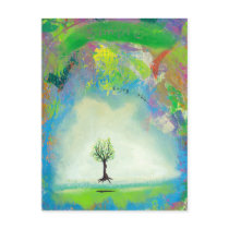 Floating tree colorful modern art In Motion Simple postcards