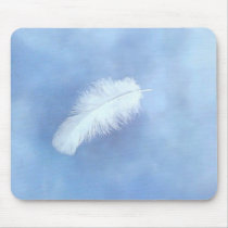 Floating white feather Mousepad by darshe40 Floating white feather Mousepad