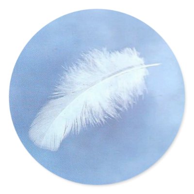 Floating white feather Sticker's by darshe40