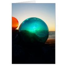 Floats red and green at sunset greeting card